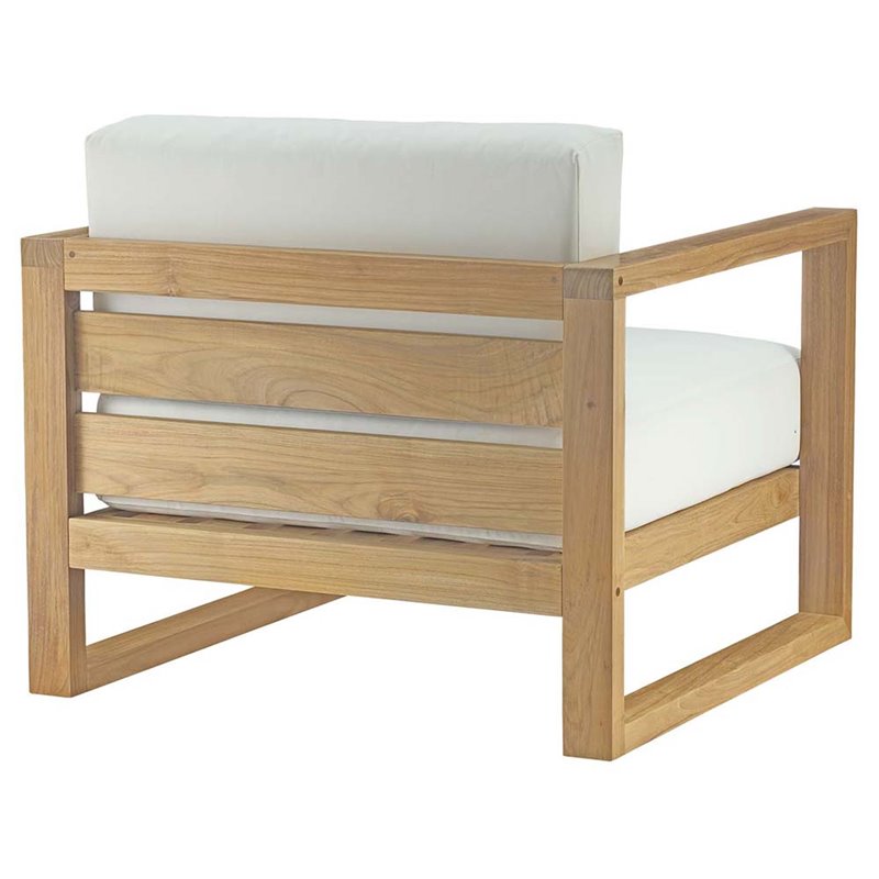 Pemberly Row 3-Piece Teak Wood Patio Set with Coffee Table in Natural/White