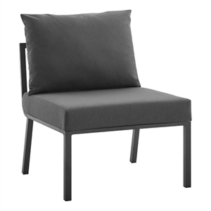 Pemberly Row Outdoor Patio Aluminum Armless Chair in Gray/Charcoal