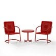 Pemberly Row 3 Piece Metal Outdoor Chair Set in Bright Red Gloss