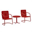 Pemberly Row 3 Piece Metal Outdoor Chair Set in Bright Red Gloss