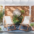 Pemberly Row Eucalyptus Wood/Polyester Sling Chair in Natural/Beige (Set of 2)