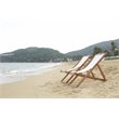 Pemberly Row Eucalyptus Wood/Polyester Sling Chair in Natural/Beige (Set of 2)