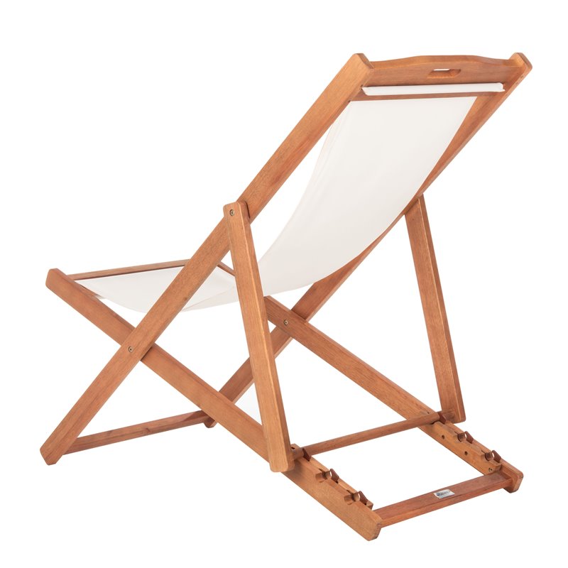 Pemberly Row Eucalyptus Wood/Polyester Sling Chair in Natural/Beige (Set of 2)