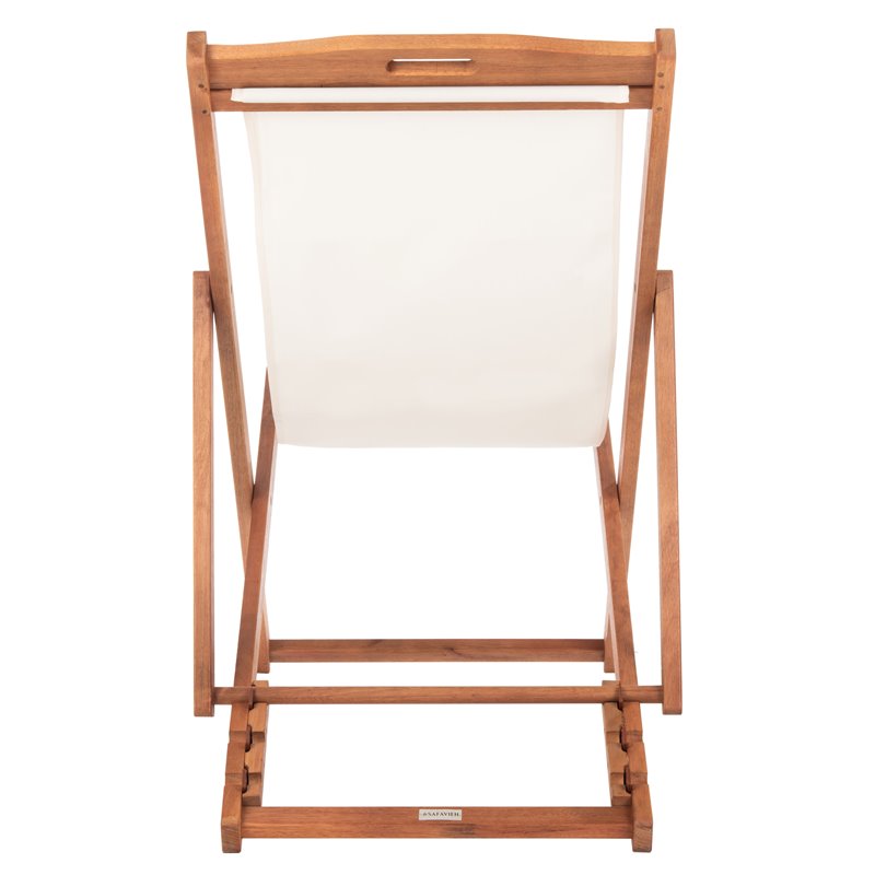 Pemberly Row Eucalyptus Wood/Polyester Sling Chair in Natural/Beige (Set of 2)