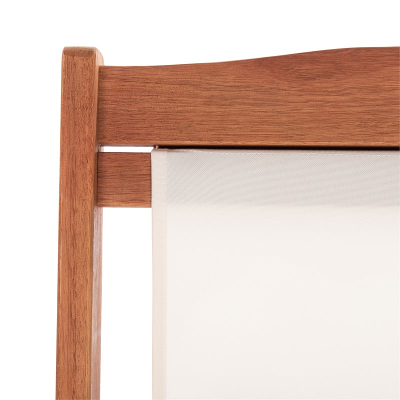 Pemberly Row Eucalyptus Wood/Polyester Sling Chair in Natural/Beige (Set of 2)