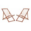 Pemberly Row Eucalyptus Wood/Polyester Sling Chair in Natural/Beige (Set of 2)