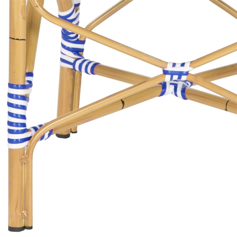 Pemberly Row Rattan Indoor/Outdoor Arm Chairs in Blue and White (Set of 2)