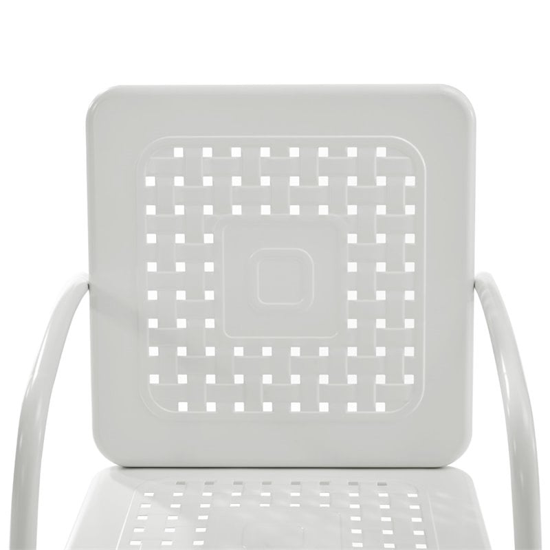 Pemberly Row Contemporary 3 Piece Metal Outdoor Chair Set in White Gloss