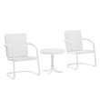 Pemberly Row Contemporary 3 Piece Metal Outdoor Chair Set in White Gloss