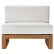 Pemberly Row Modern Solid Teak Wood Outdoor Armless Chair in Natural/White