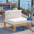 Pemberly Row Modern Solid Teak Wood Outdoor Armless Chair in Natural/White