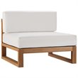 Pemberly Row Modern Solid Teak Wood Outdoor Armless Chair in Natural/White