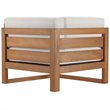 Pemberly Row Modern Solid Teak Wood Outdoor Corner Chair in Natural/White