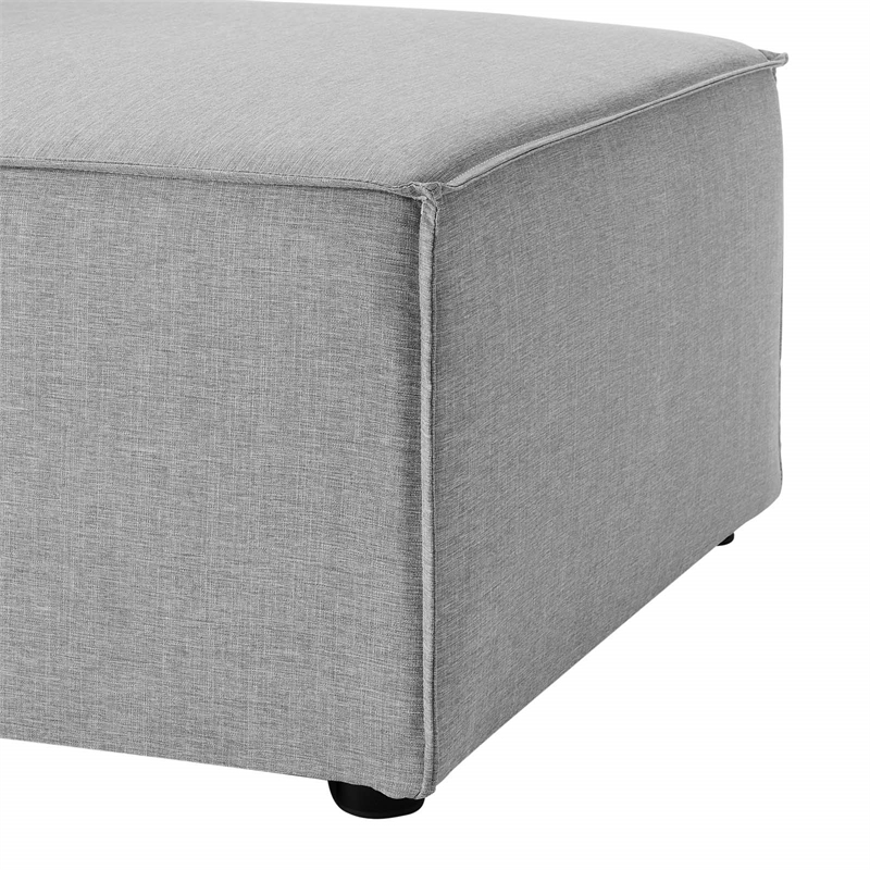 Pemberly Row Fabric Upholstered Outdoor Patio Sofa Armless Chair in Gray