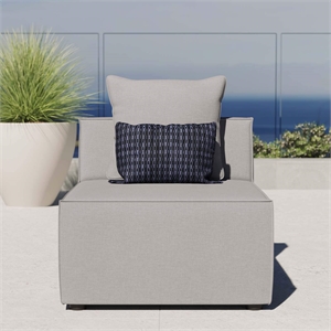 Pemberly Row Fabric Upholstered Outdoor Patio Sofa Armless Chair in Gray