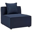 Pemberly Row Fabric Upholstered Outdoor Patio Sofa Armless Chair in Navy Blue