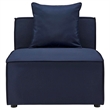 Pemberly Row Fabric Upholstered Outdoor Patio Sofa Armless Chair in Navy Blue