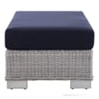 Pemberly Row 2-Piece Fabric/Rattan Patio Armchair & Ottoman Set in Gray/Navy