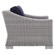 Pemberly Row 2-Piece Fabric/Rattan Patio Armchair & Ottoman Set in Gray/Navy