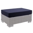 Pemberly Row 2-Piece Fabric/Rattan Patio Armchair & Ottoman Set in Gray/Navy