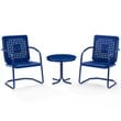 Pemberly Row 3 Piece Metal Patio Conversation Set in Navy and White