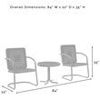 Pemberly Row 3 Piece Metal Patio Conversation Set in Navy and White