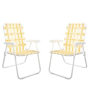 Pemberly Row Poolside Gossip Collection Priscilla Folding Chairs Yellow (2-Pack)