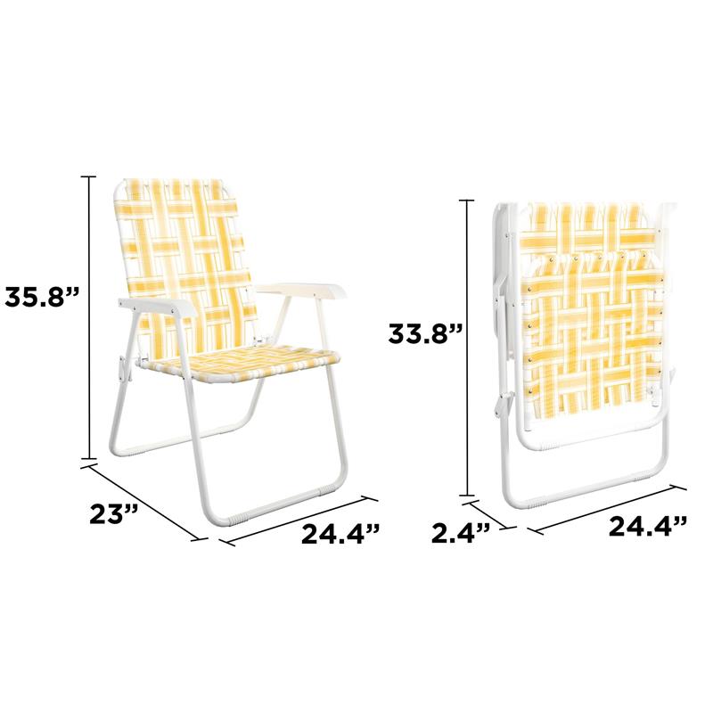 Pemberly Row Poolside Gossip Collection Priscilla Folding Chairs Yellow (2-Pack)