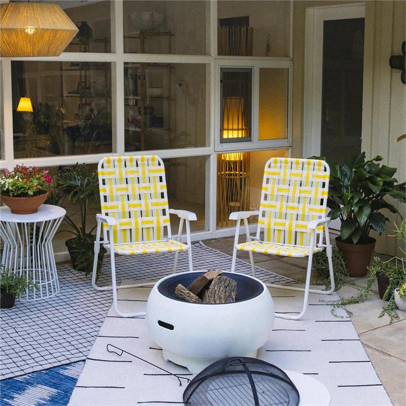 Pemberly Row Poolside Gossip Collection Priscilla Folding Chairs Yellow (2-Pack)