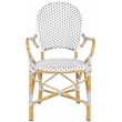 Pemberly Row Rattan Indoor/Outdoor Arm Chairs in Gray and White (Set of 2)