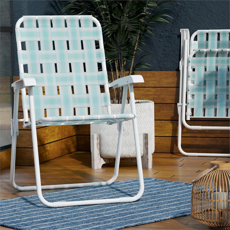 Pemberly Row Poolside Gossip Priscilla Folding Chairs in Aqua Haze (2-Pack)