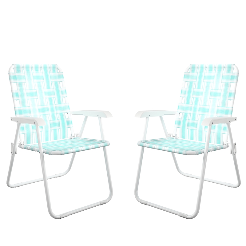 Pemberly Row Poolside Gossip Priscilla Folding Chairs in Aqua Haze (2-Pack)