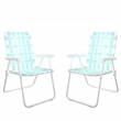 Pemberly Row Poolside Gossip Priscilla Folding Chairs in Aqua Haze (2-Pack)