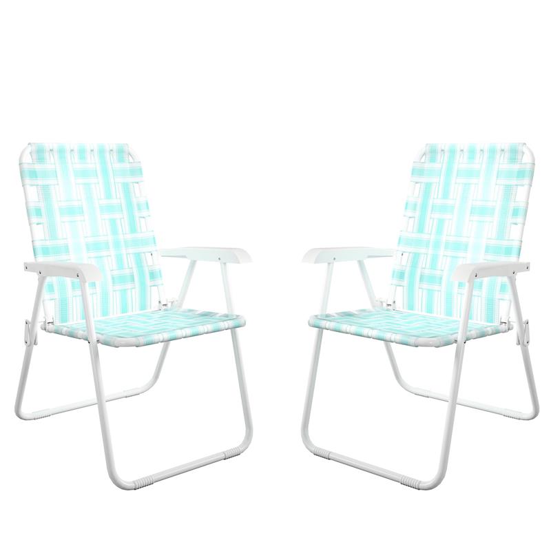Pemberly Row Poolside Gossip Priscilla Folding Chairs in Aqua Haze (2-Pack)