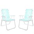 Pemberly Row Poolside Gossip Priscilla Folding Chairs in Aqua Haze (2-Pack)