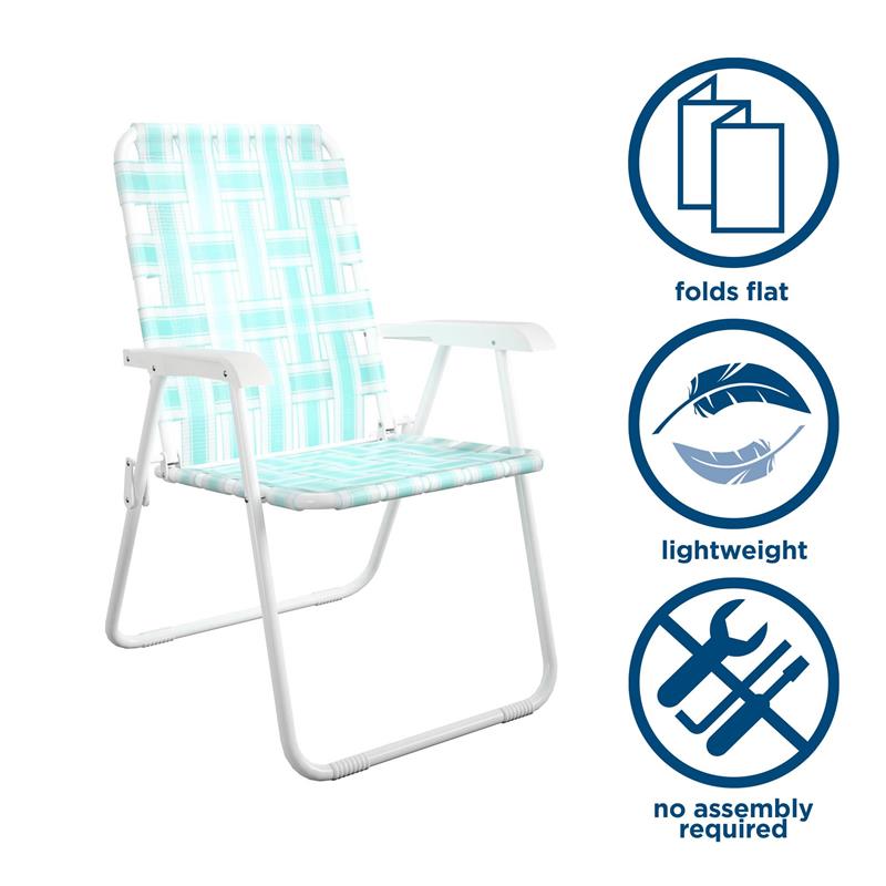 Pemberly Row Poolside Gossip Priscilla Folding Chairs in Aqua Haze (2-Pack)