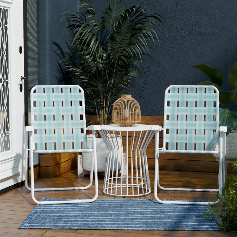 Pemberly Row Poolside Gossip Priscilla Folding Chairs in Aqua Haze (2-Pack)
