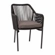 Pemberly Row Stacking Aluminum Club Chairs in Black/Gray (Set of 2)