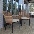 Pemberly Row Stacking Aluminum Club Chairs in Natural (Set of 2)