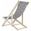 Pemberly Row Eucalyptus Wood Outdoor Sling Chair in Navy and White
