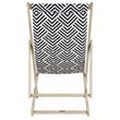Pemberly Row Eucalyptus Wood Outdoor Sling Chair in Navy and White