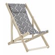 Pemberly Row Eucalyptus Wood Outdoor Sling Chair in Navy and White