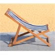 Pemberly Row Eucalyptus Wood Outdoor Sling Chair in Navy and White (Set of 2)