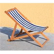 Pemberly Row Eucalyptus Wood Outdoor Sling Chair in Navy and White (Set of 2)
