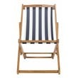 Pemberly Row Eucalyptus Wood Outdoor Sling Chair in Navy and White (Set of 2)
