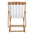 Pemberly Row Eucalyptus Wood Outdoor Sling Chair in Navy and White (Set of 2)