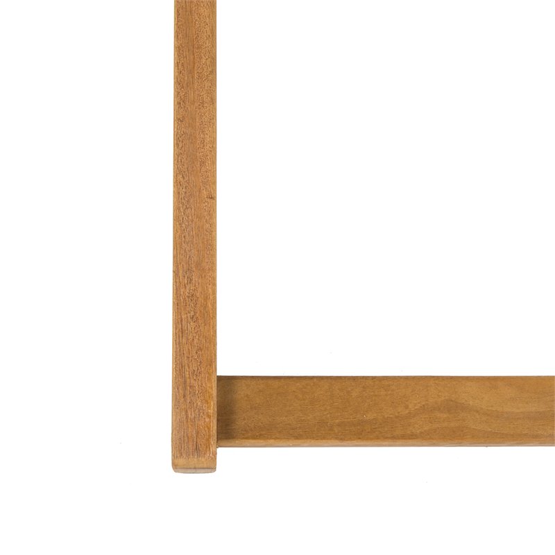 Pemberly Row Eucalyptus Wood Outdoor Sling Chair in Navy and White (Set of 2)