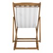 Pemberly Row Eucalyptus Wood Outdoor Sling Chair in Gray and White (Set of 2)