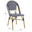 Pemberly Row Rattan Indoor/Outdoor Side Chairs in Navy/White (Set of 2)