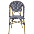 Pemberly Row Rattan Indoor/Outdoor Side Chairs in Navy/White (Set of 2)